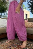 Arbi Gingham Relaxed Barrel Pant Magenta